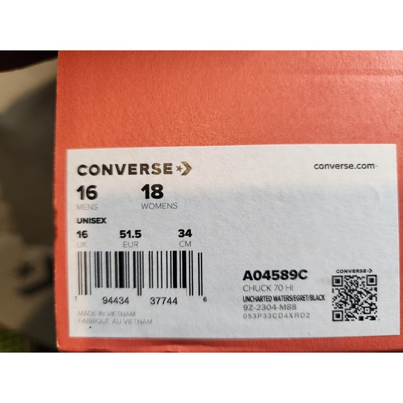 Converse Chuck Taylor All Star 70 Vintage High Uncharted Waters‎ Blue Men Sz 16 - Picture 10 of 10